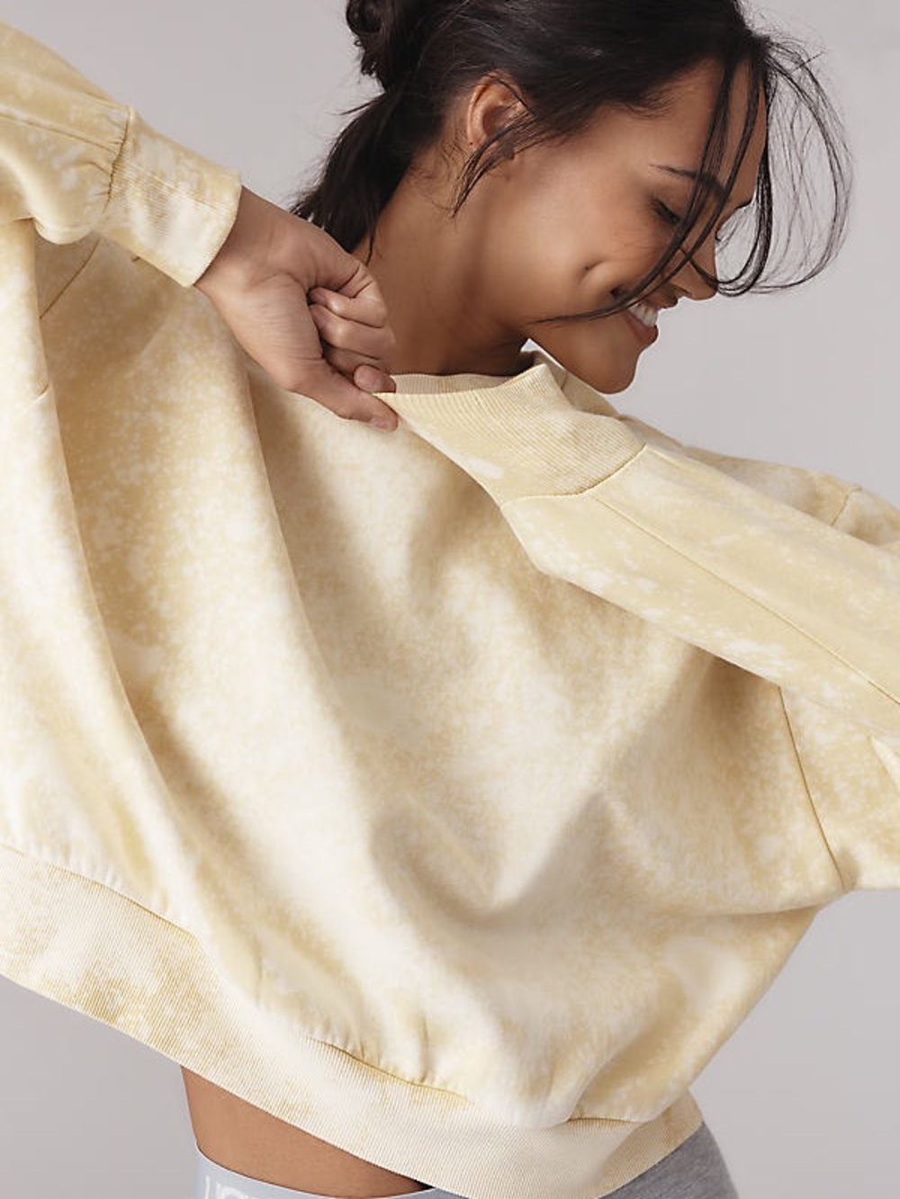 Daily Practice Soft Yellow Washed Look Crewneck Sweatshirt